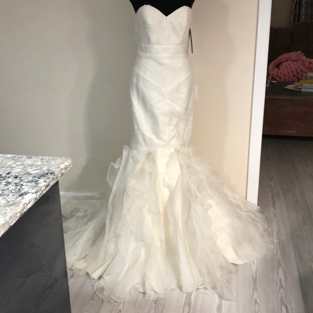 Theia Bridal ivory taffeta trumpet wedding gown